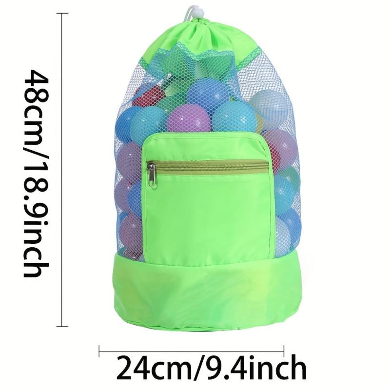 Large Mesh Beach Bag Tote Durable Sand Away Drawstring Beach Backpack