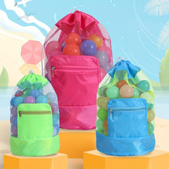 Large Mesh Beach Bag Tote Durable Sand Away Drawstring Beach Backpack