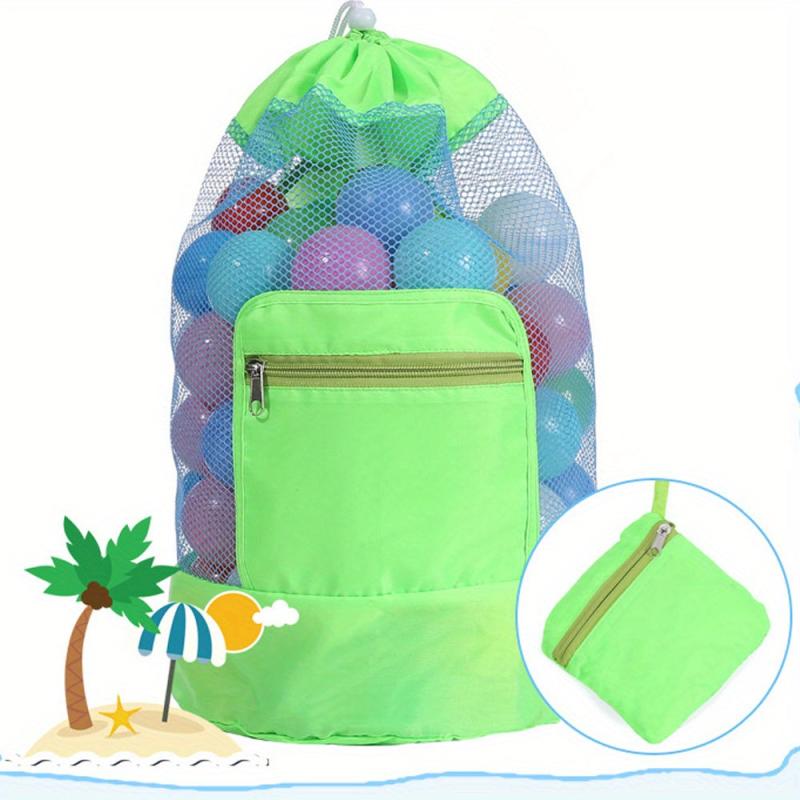 Large Mesh Beach Bag Tote Durable Sand Away Drawstring Beach Backpack