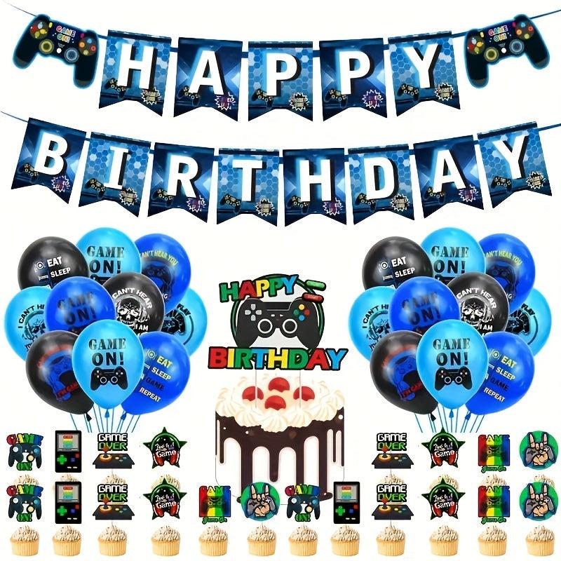 25pcs Green Red Game Birthday Party Decoration Set
