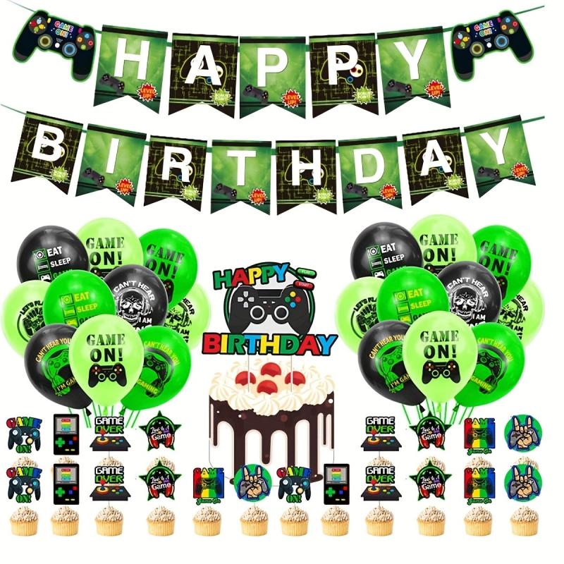 25pcs Green Red Game Birthday Party Decoration Set