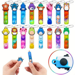 24pcs Animal Keychain Pop Fidget Toys for Kids Party Decoration