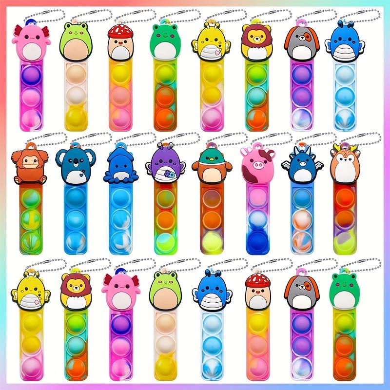24pcs Animal Keychain Pop Fidget Toys for Kids Party Decoration