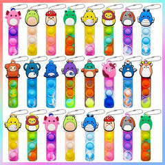 24pcs Animal Keychain Pop Fidget Toys for Kids Party Decoration
