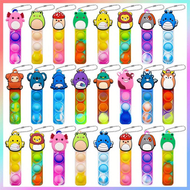 24pcs Animal Keychain Pop Fidget Toys for Kids Party Decoration
