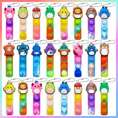 24pcs Animal Keychain Pop Fidget Toys for Kids Party Decoration