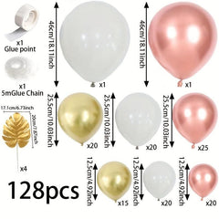 128 Piece Rose Pink & Balloon Decor Set for Parties