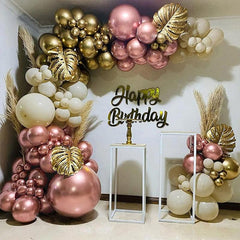 128 Piece Rose Pink & Balloon Decor Set for Parties