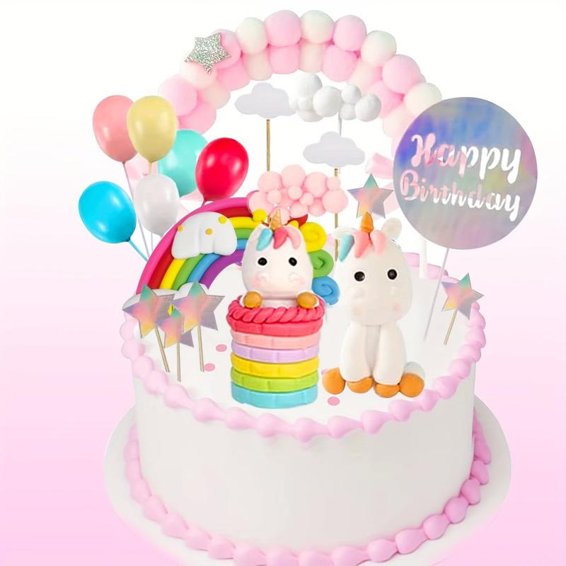 9pcs Unicorn Cake Decorations For Birthday Cake Toppers