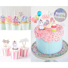 9pcs Unicorn Cake Decorations For Birthday Cake Toppers