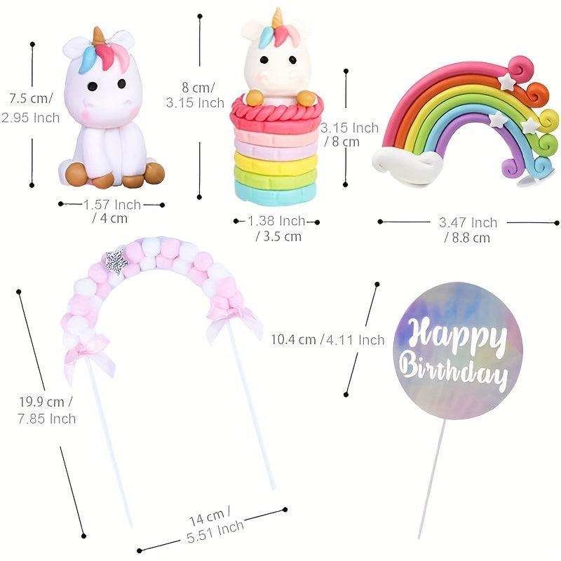 9pcs Unicorn Cake Decorations For Birthday Cake Toppers