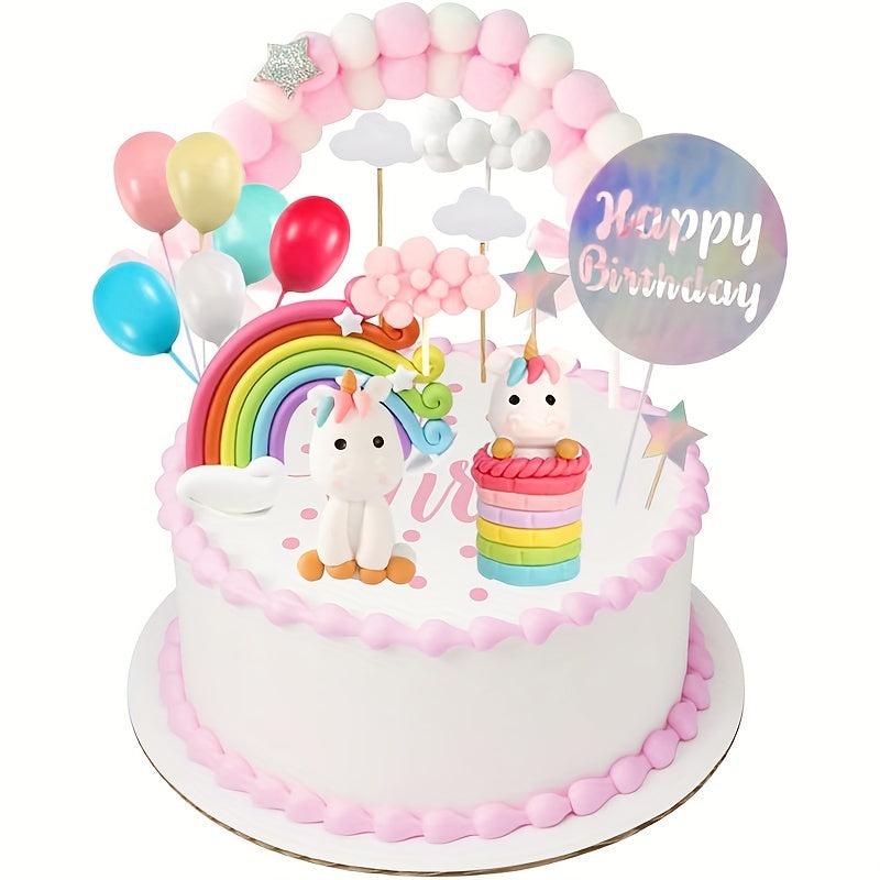 9pcs Unicorn Cake Decorations For Birthday Cake Toppers