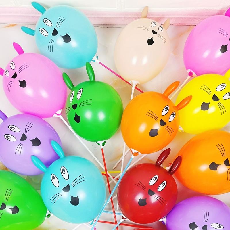 10pcs Long Ear Bunny Head Balloon Party Decor