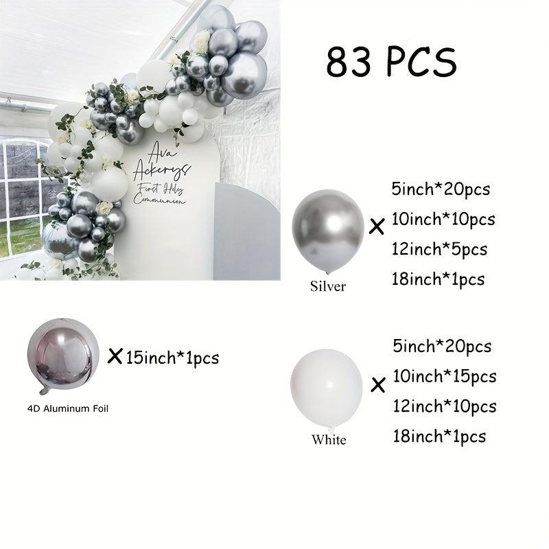 83pcs Silver Balloon Garland Arch Kit for Events & Celebrations