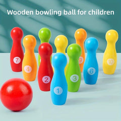 Montessori Wooden Colored Bowling Balls - Interactive Parent Child Games