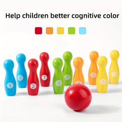 Montessori Wooden Colored Bowling Balls - Interactive Parent Child Games