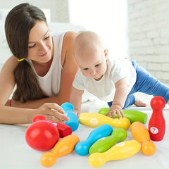 Montessori Wooden Colored Bowling Balls - Interactive Parent Child Games
