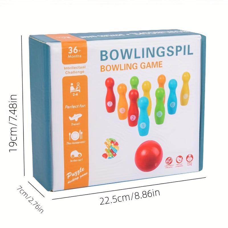 Montessori Wooden Colored Bowling Balls - Interactive Parent Child Games