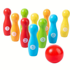 Montessori Wooden Colored Bowling Balls - Interactive Parent Child Games