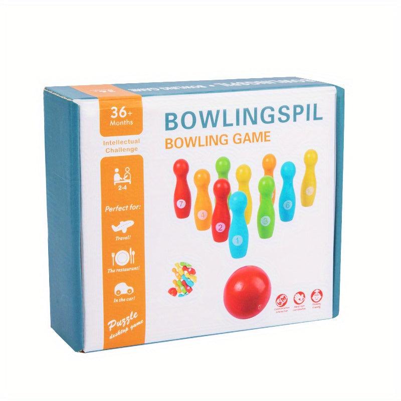 Montessori Wooden Colored Bowling Balls - Interactive Parent Child Games