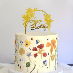 Happy Birthday Flower Arch Cake Insert