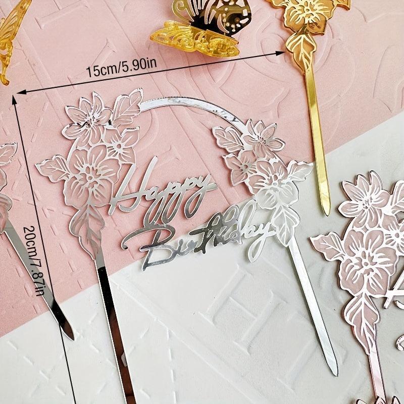 Happy Birthday Flower Arch Cake Insert