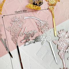 Happy Birthday Flower Arch Cake Insert