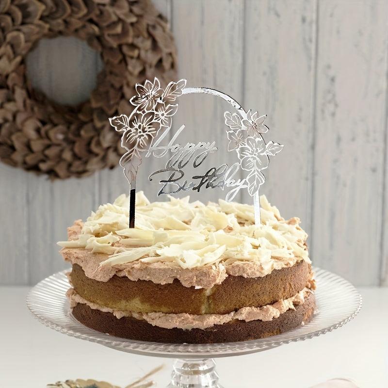 Happy Birthday Flower Arch Cake Insert