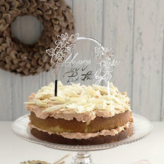 Happy Birthday Flower Arch Cake Insert