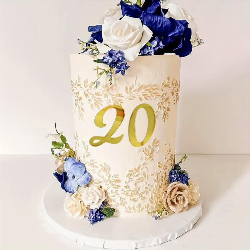 Golden Number Cake Topper Set 0-9 for Wedding Birthday Baby Shower