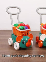 Kids Shopping Cart Toy Set with Fruits and Vegetables
