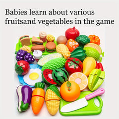 Kids Shopping Cart Toy Set with Fruits and Vegetables