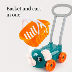 Kids Shopping Cart Toy Set with Fruits and Vegetables