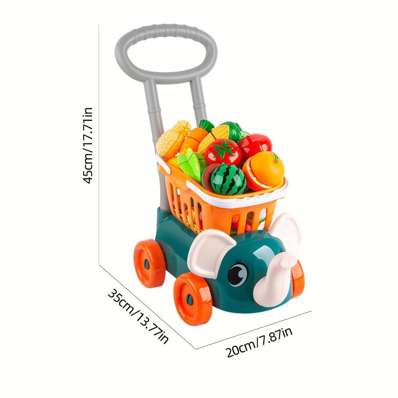 Kids Shopping Cart Toy Set with Fruits and Vegetables