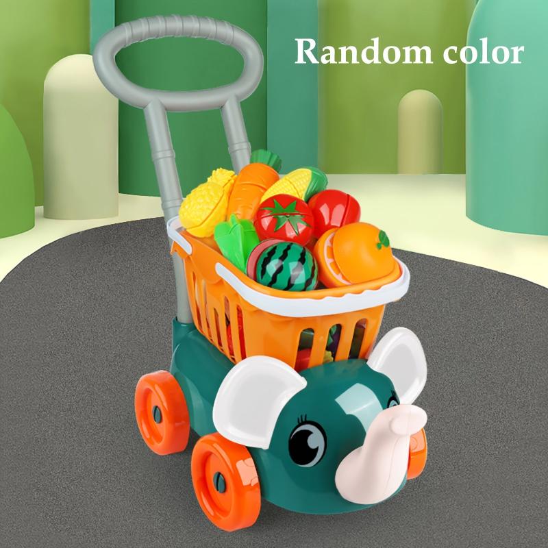 Kids Shopping Cart Toy Set with Fruits and Vegetables