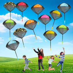 12pcs Hand Throwing Parachute Toys Soldiers' Square Outdoor Sports