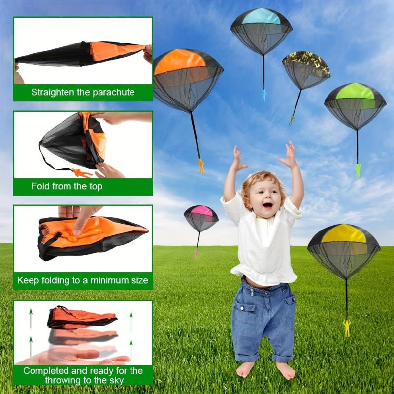 12pcs Hand Throwing Parachute Toys Soldiers' Square Outdoor Sports