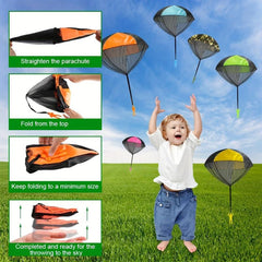 12pcs Hand Throwing Parachute Toys Soldiers' Square Outdoor Sports