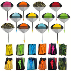 12pcs Hand Throwing Parachute Toys Soldiers' Square Outdoor Sports