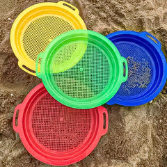 8 6in Shark Tooth Sifters w/Handles Beach Sifters Green Red Yellow Optional