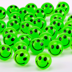 36 Glow In The Dark Smile Face Bouncing Balls Bulk Pack