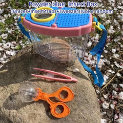 4pcs Insect Observation Box Magnifying Glass Strap Insect Catcher Clip Tweezers