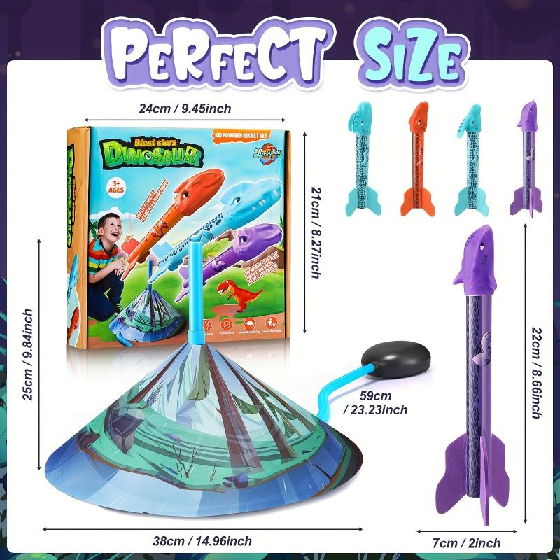 Dino Toy Rocket Launcher Kids 4 Colorful Dinos Outdoor Fun Toys Boys Girls