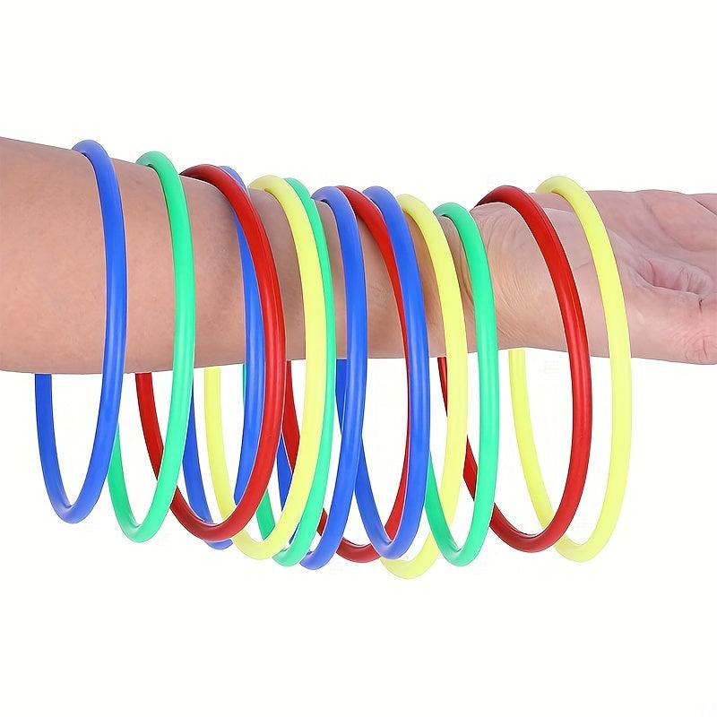 16pcs Nylon Bean Bag Plastic Ring Game Set for Kids, Outdoor Ring Throwing Game