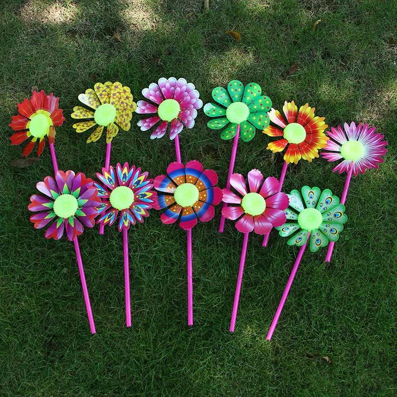 5pcs Children's Sun Flower Plastic Windmill Traditional Toys