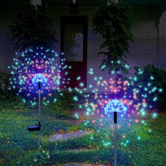 2 Pack LED Solar Firework Lights Outdoor Waterproof Garden Lamps