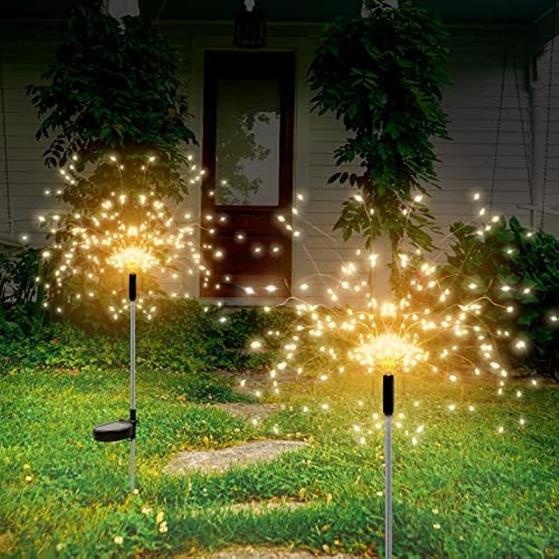 2 Pack LED Solar Firework Lights Outdoor Waterproof Garden Lamps
