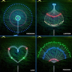 2 Pack LED Solar Firework Lights Outdoor Waterproof Garden Lamps