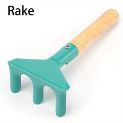 Kids Metal Garden Tools with Wooden Handle Set