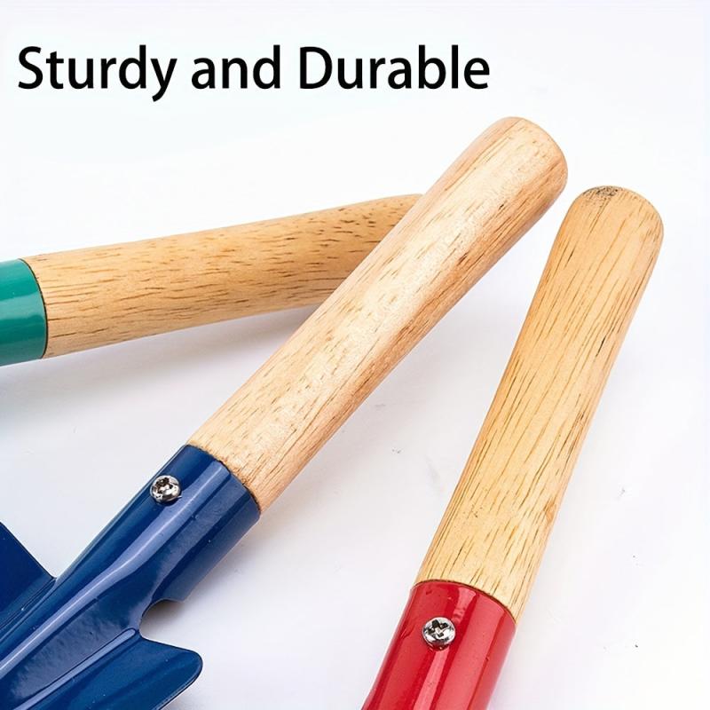Kids Metal Garden Tools with Wooden Handle Set